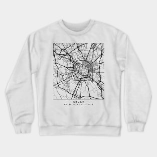 MILAN ITALY BLACK CITY STREET MAP ART Crewneck Sweatshirt